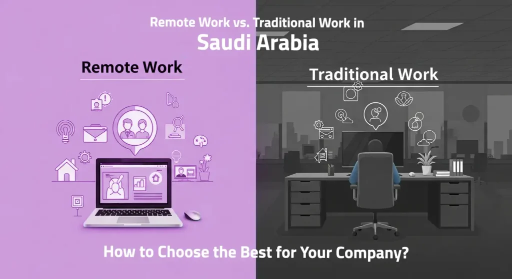 Remote vs. traditional work in Saudi Arabia: Compare setups & choose the best model for your company’s needs and culture.